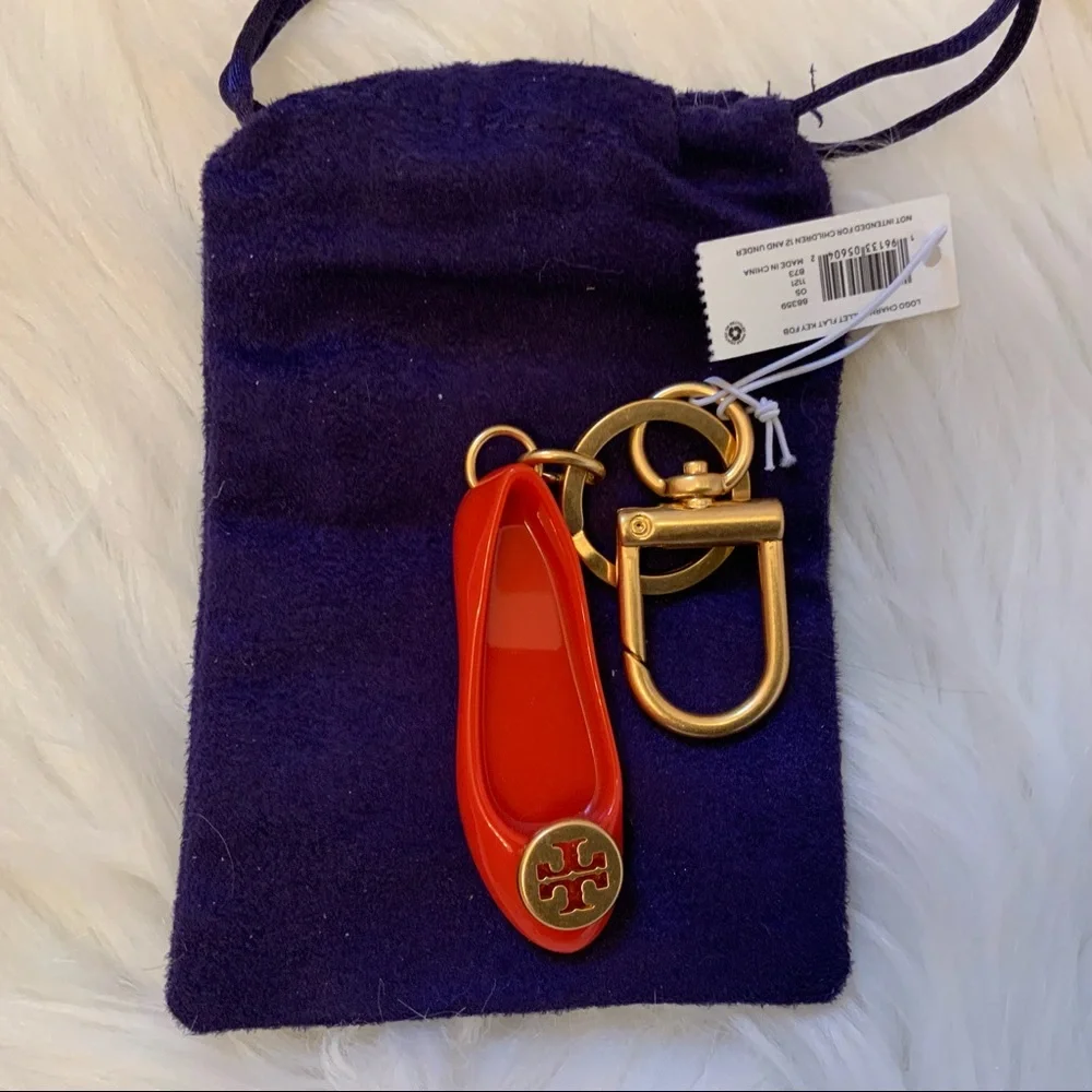 Tory Burch Logo Charm Ballet Flat Key Fob - NWT - Picture 5 of 10